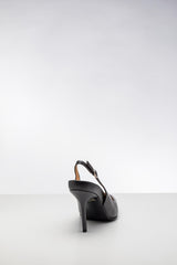 Siyah Renkli Platform Tabanlı Stiletto