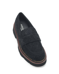 Siyah Süet Örgü Loafer