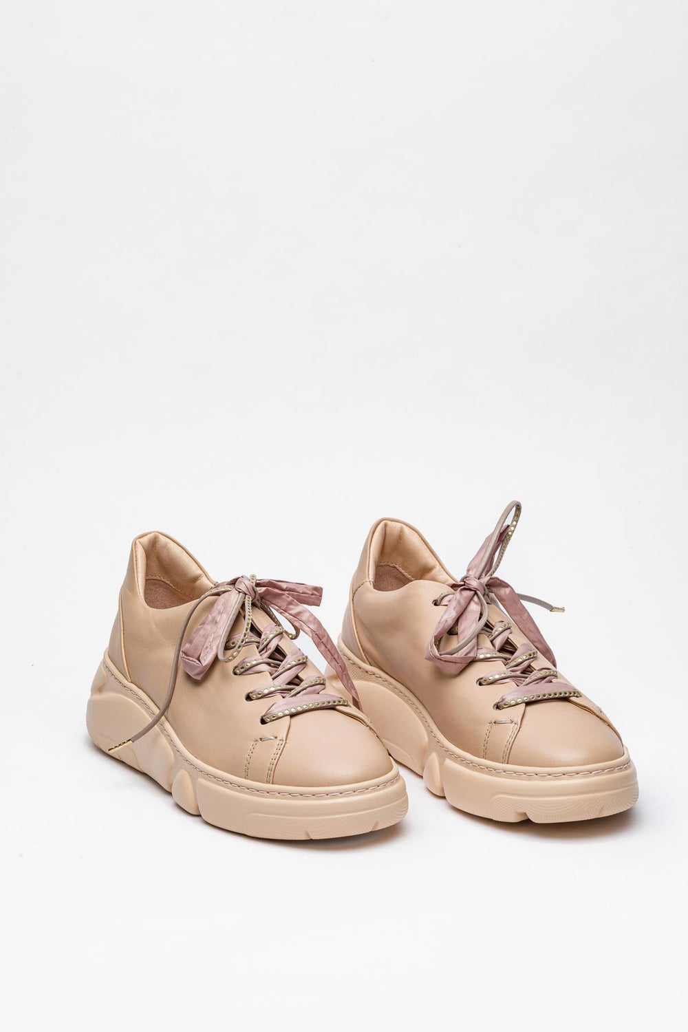 Pudra Renkli Deri Sneaker