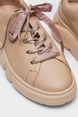 Pudra Renkli Deri Sneaker