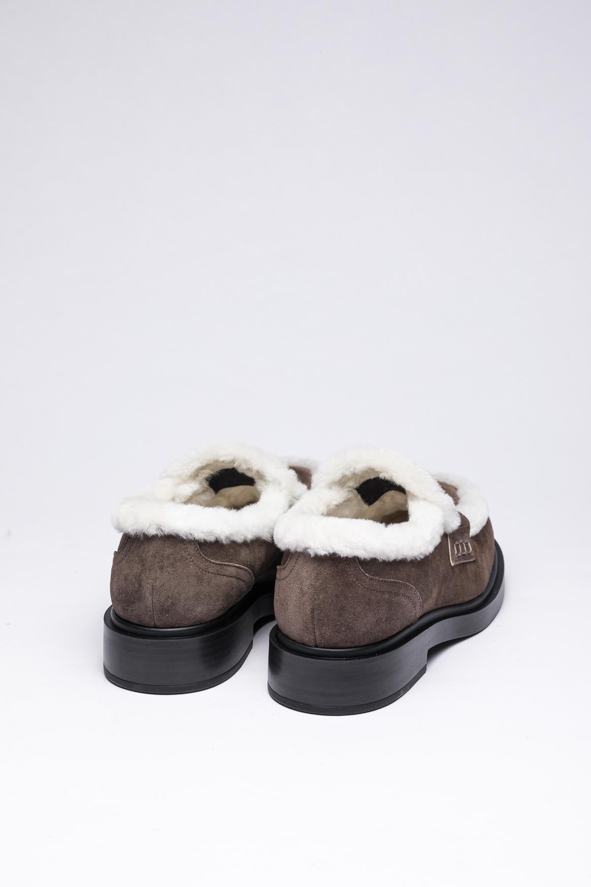 Gri Süet Deri Loafer