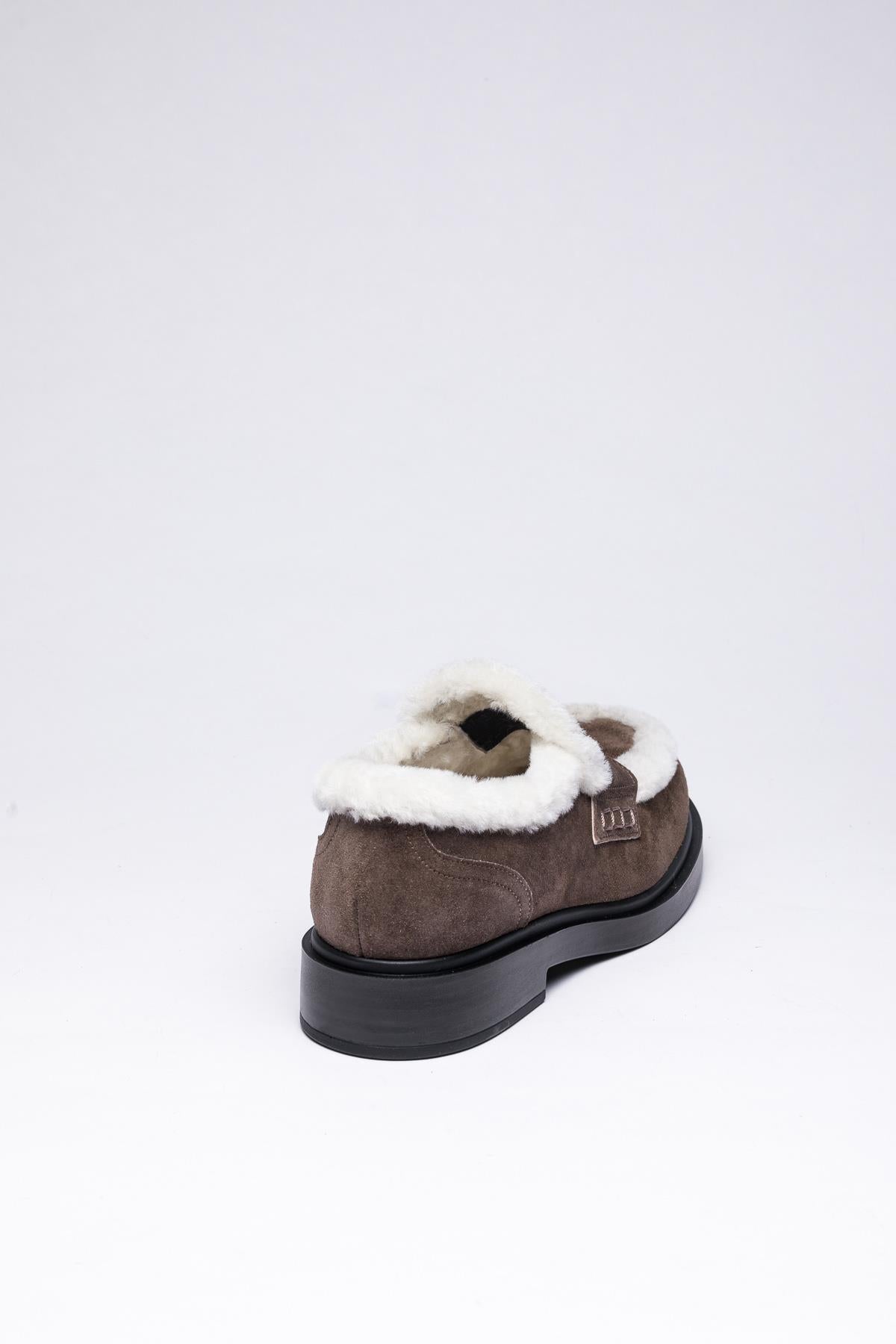 Gri Süet Deri Loafer