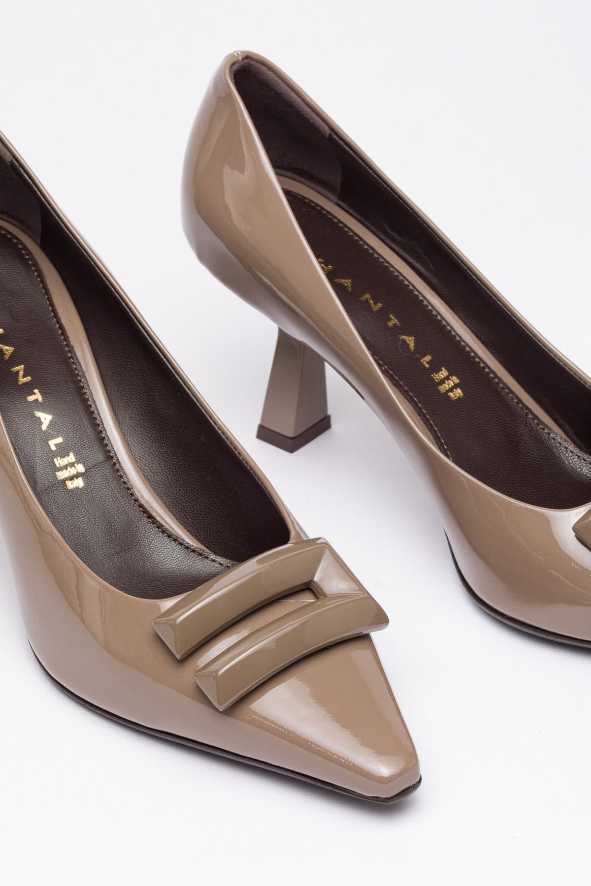 Vizon Rugan Topuklu Stiletto Ayakkabı