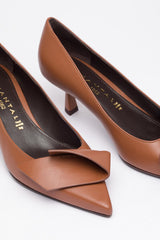 Taba Deri Stiletto Ayakkabı
