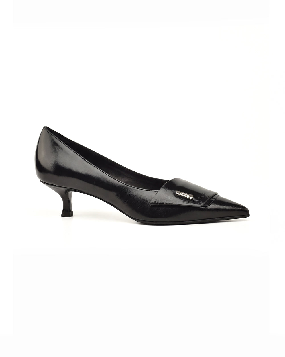 Siyah Deri Topuklu Ayakkabı