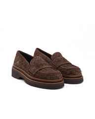 Kahve Süet Örgü Loafer