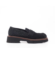 Siyah Süet Örgü Loafer