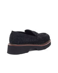Siyah Süet Örgü Loafer