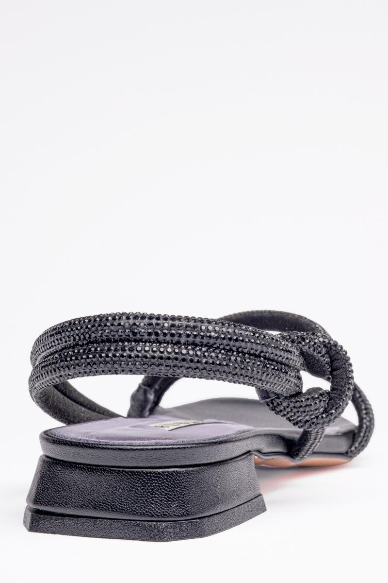 Siyah Renkli Kristal Sandalet