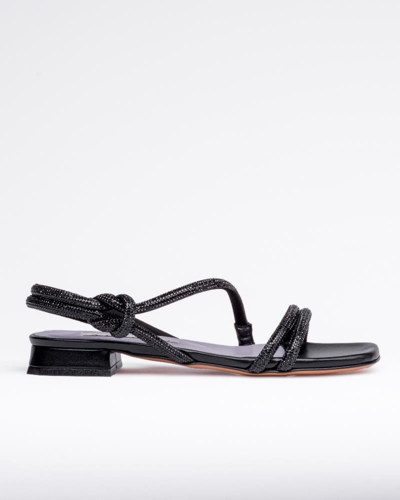 Siyah Renkli Kristal Sandalet