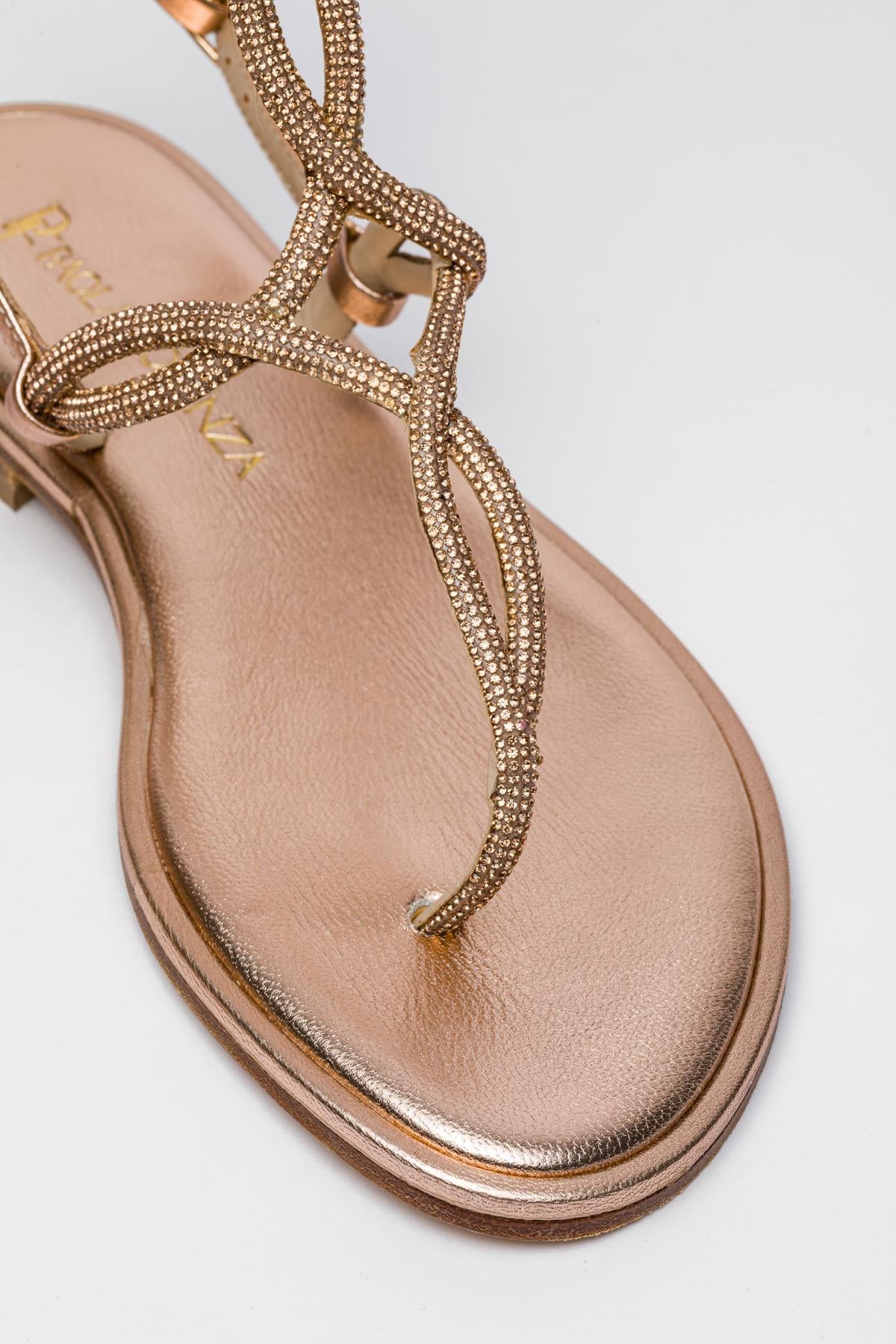 Rose Gold Kristal Taşlı Sandalet