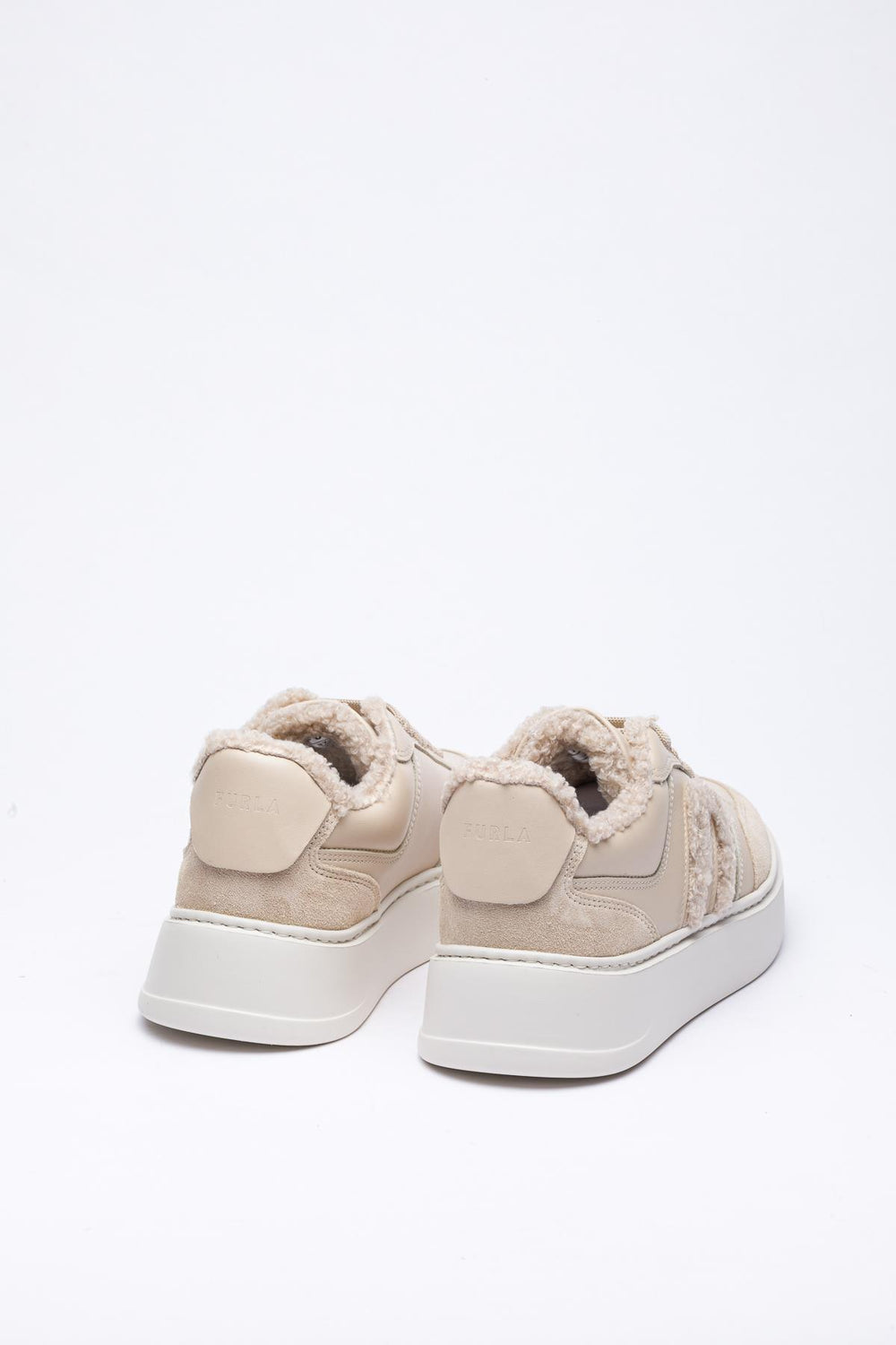 Bej Rengi Deri Kürklü Sneaker