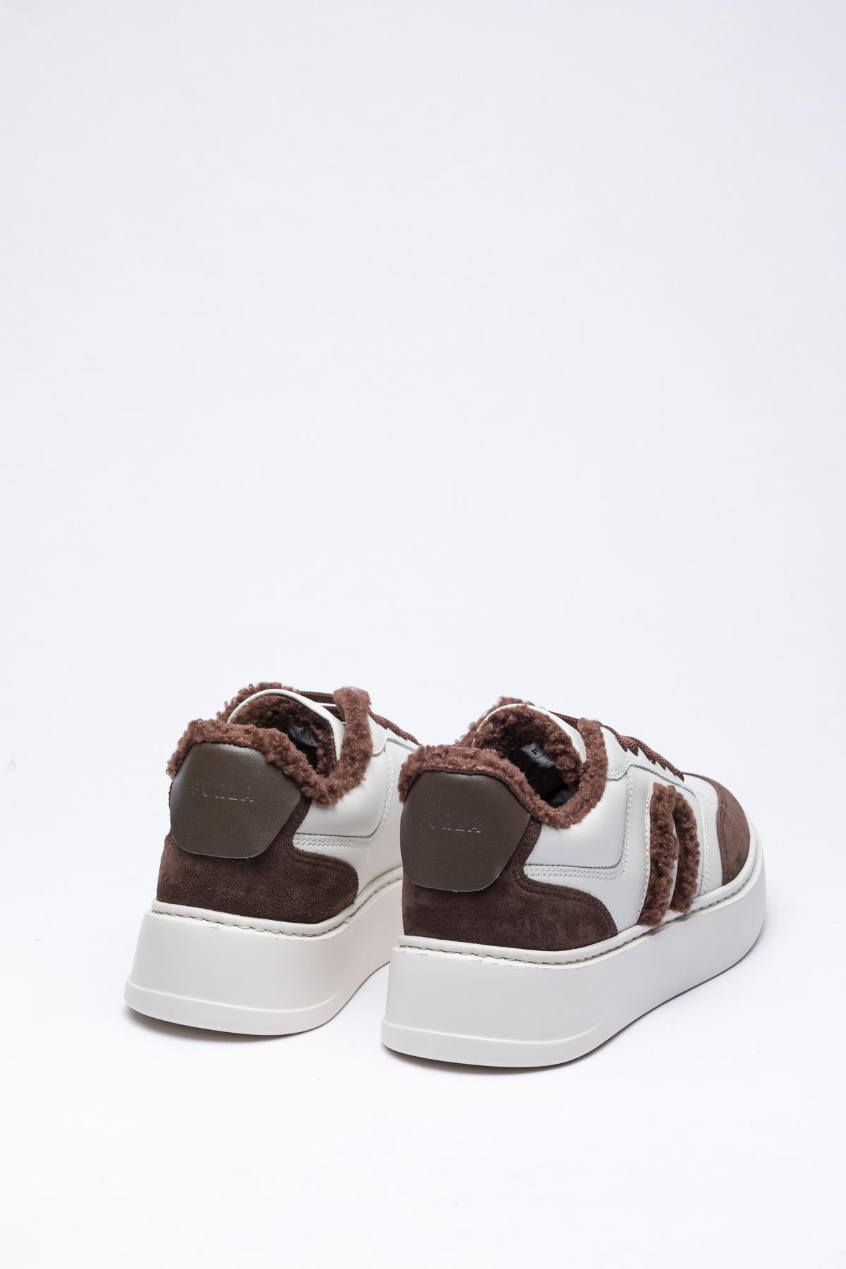Krem Rengi Kürklü Sneaker