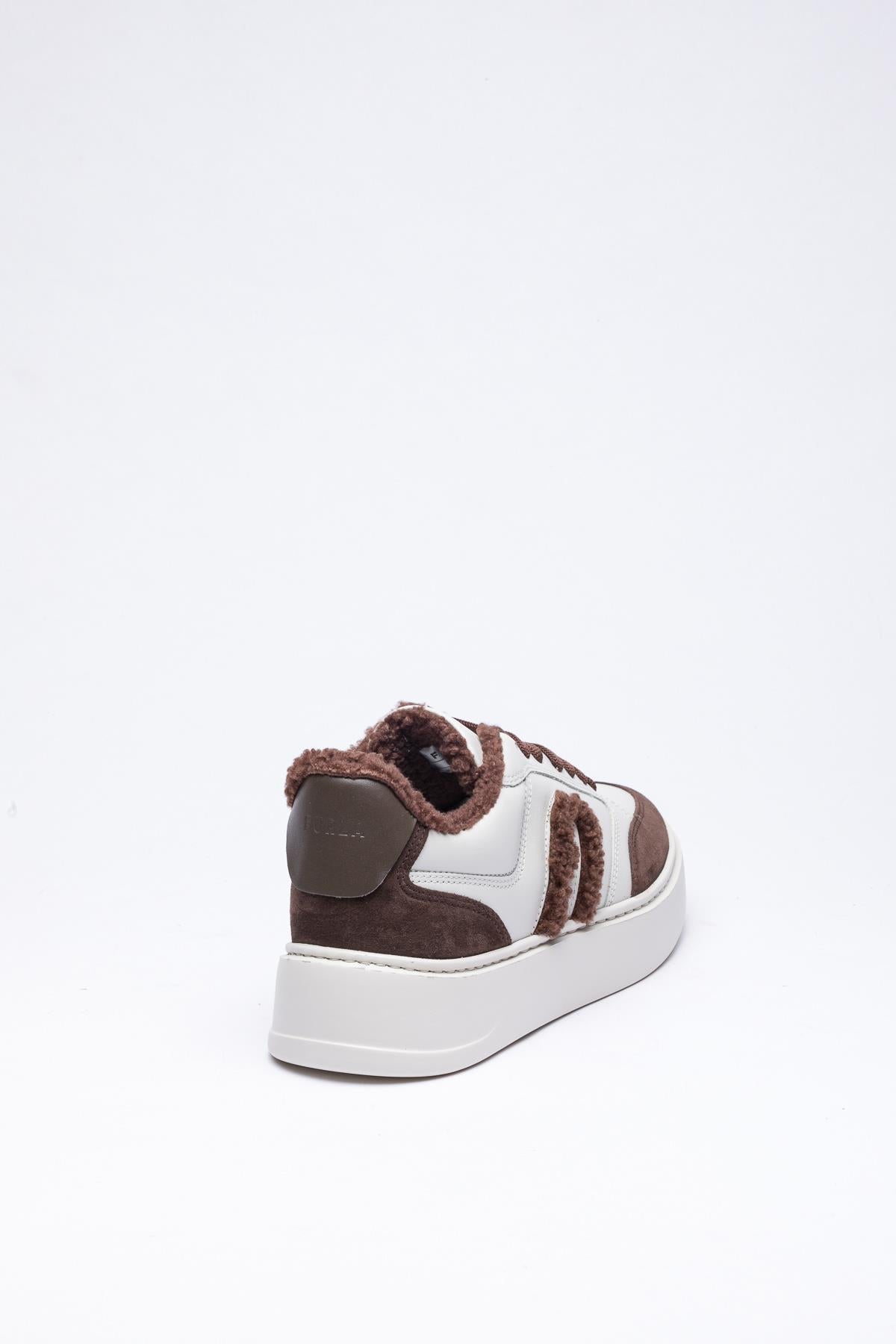 Krem Rengi Kürklü Sneaker